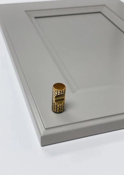 U-Shaped Antique Brass "Venice" Cabinet Knob and Drawer Pulls.
