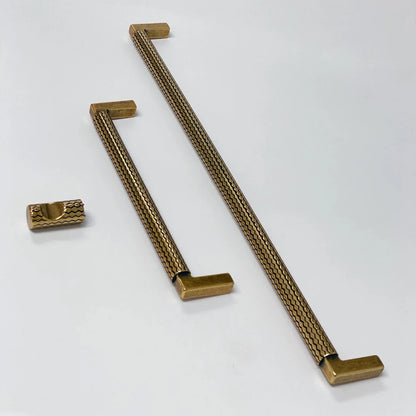 U-Shaped Antique Brass "Venice" Cabinet Knob and Drawer Pulls.