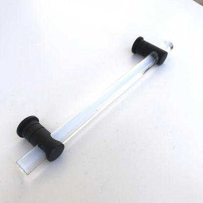 Matte Black and Lucite "Luz" Cabinet Knobs and Drawer Pulls (Adjustable).