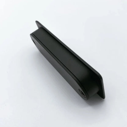 Recessed Matte Black Drawer Pulls.