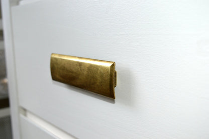 Rectangular Drawer  "Roman" Pulls in Aged Brass.