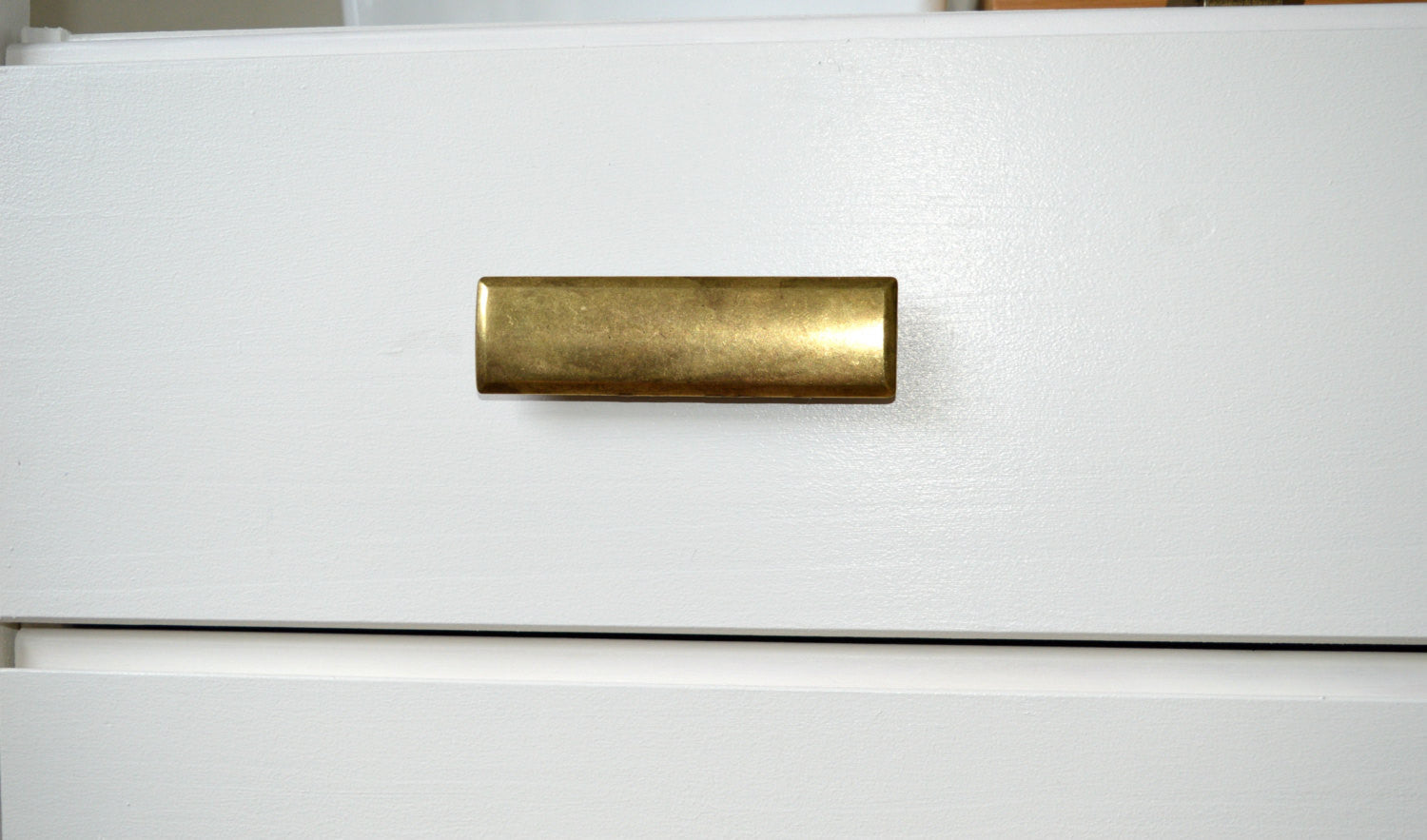 Rectangular Drawer  "Roman" Pulls in Aged Brass.