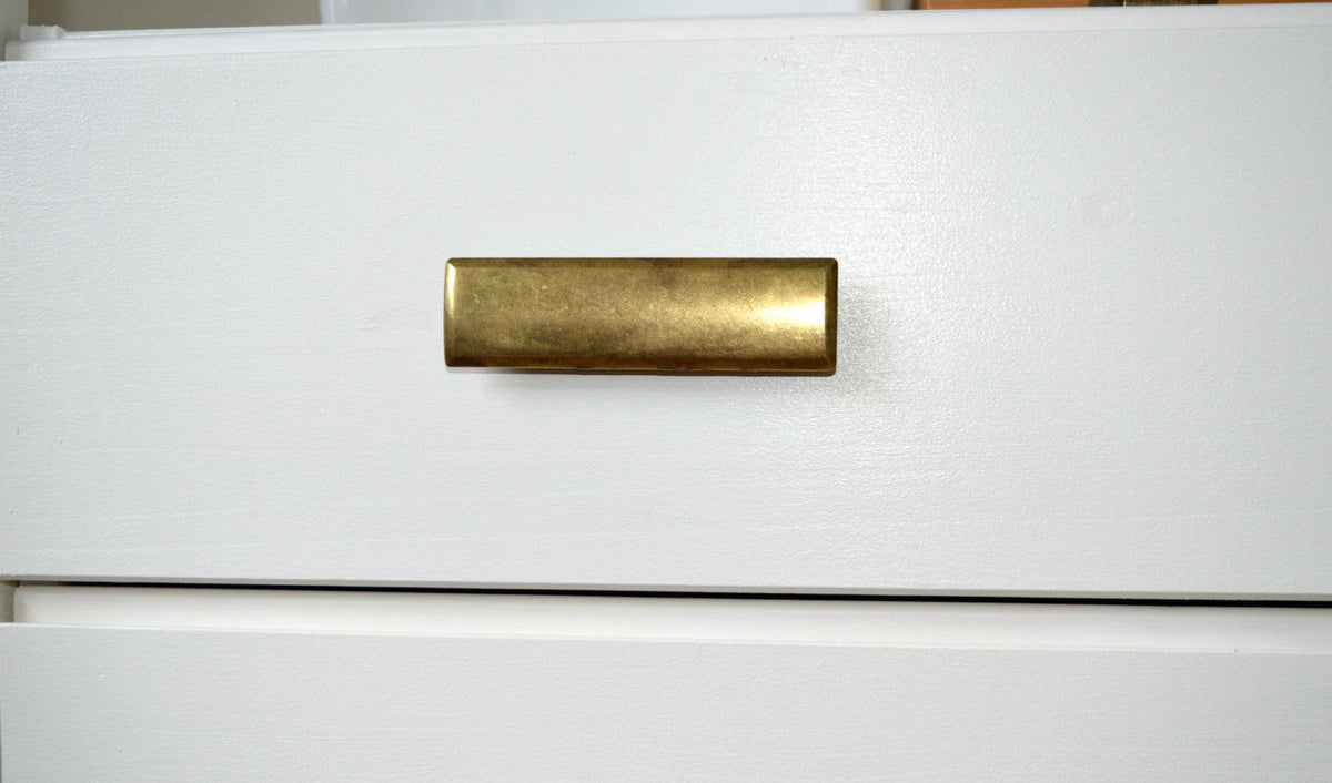 Rectangular Drawer  "Roman" Pulls in Aged Brass.