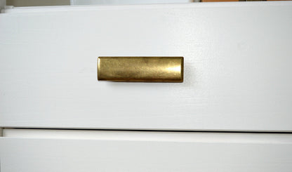 Rectangular Drawer  "Roman" Pulls in Aged Brass.