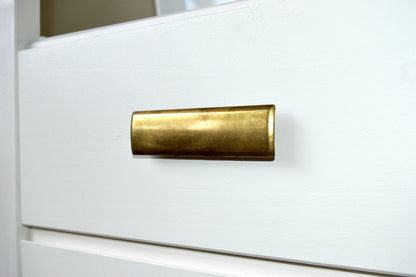 Rectangular Drawer  "Roman" Pulls in Aged Brass.