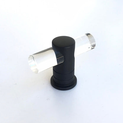 Matte Black and Lucite "Luz" Cabinet Knobs and Drawer Pulls (Adjustable).