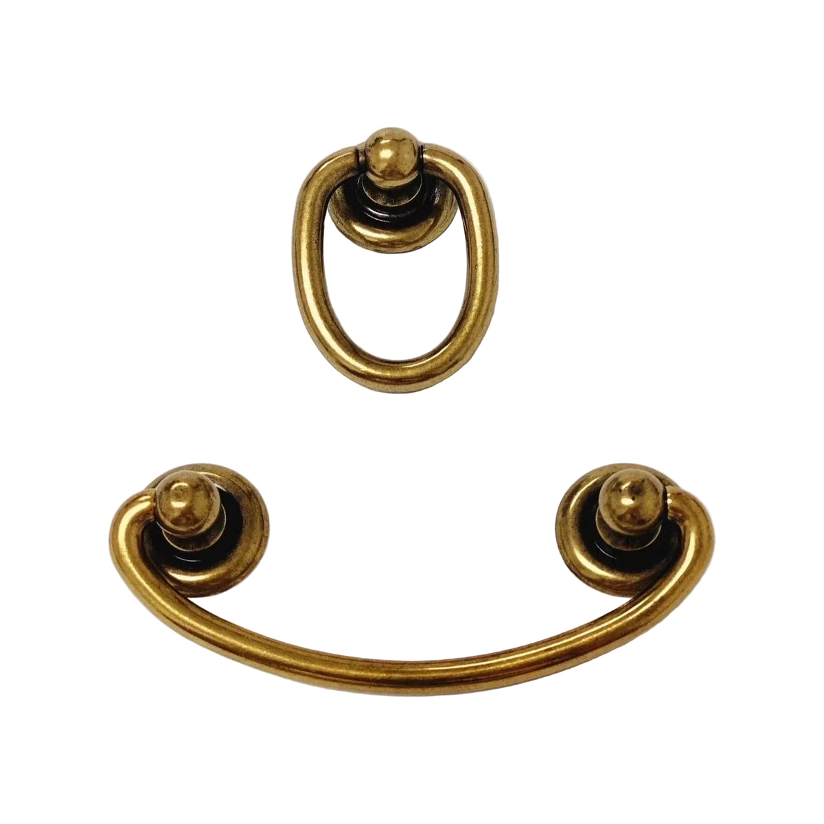 Ring Pulls "Oval" Bail Antique Brass Drawer Pulls.