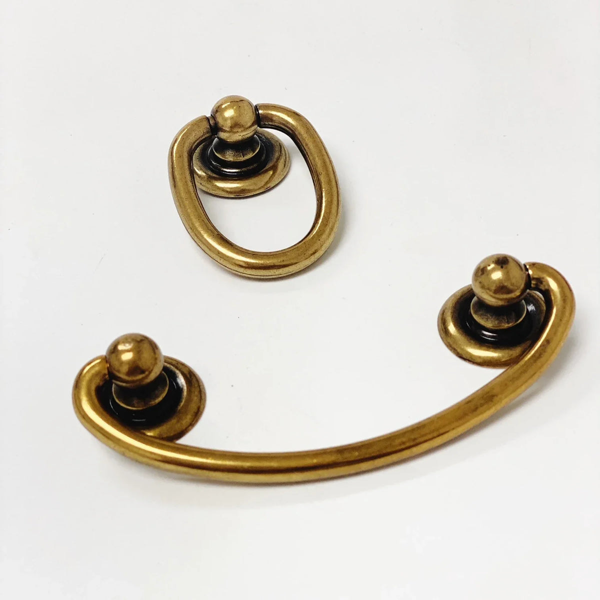 Ring Pulls "Oval" Bail Antique Brass Drawer Pulls.