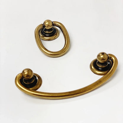 Ring Pulls "Oval" Bail Antique Brass Drawer Pulls.