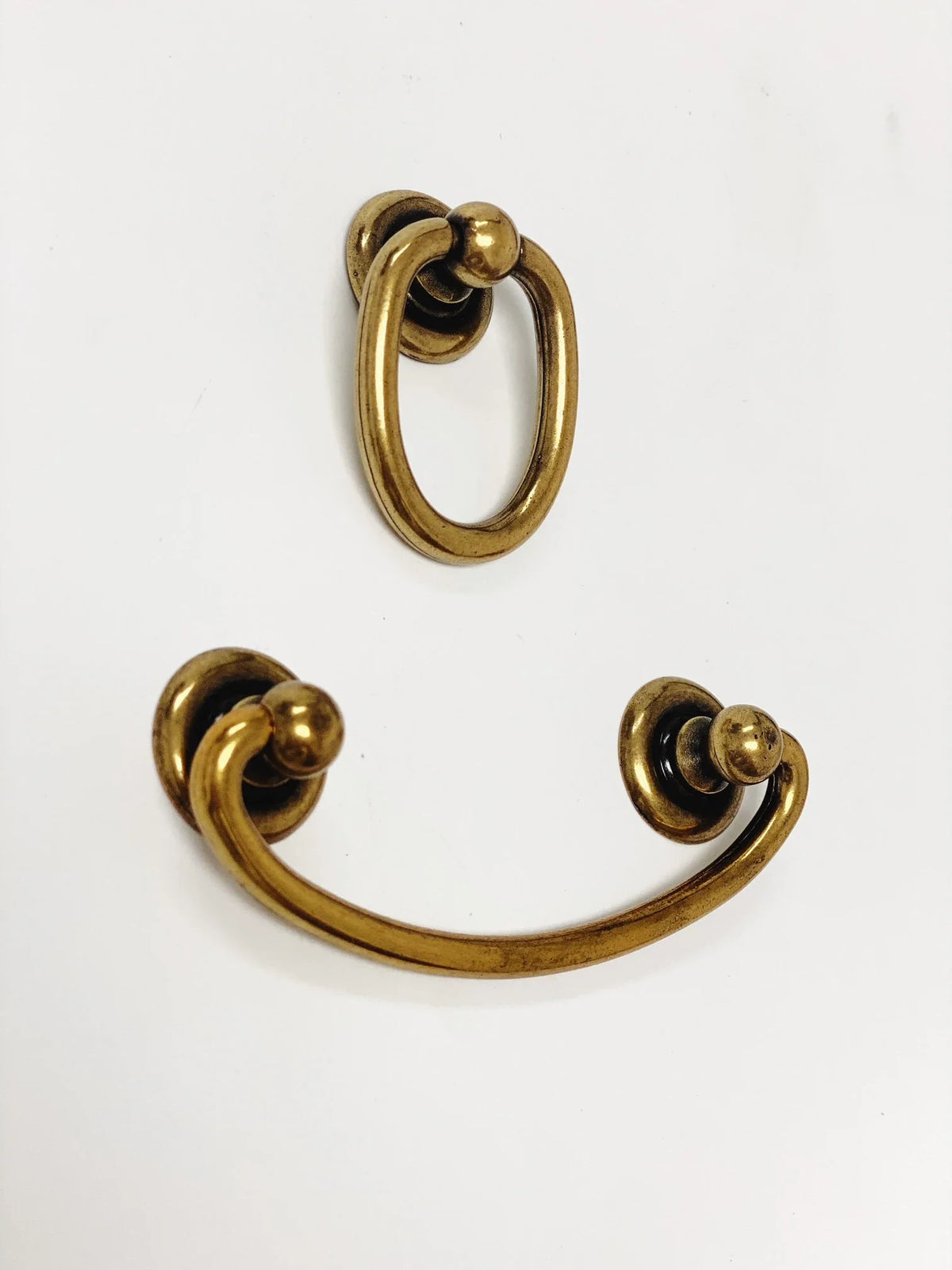 Ring Pulls "Oval" Bail Antique Brass Drawer Pulls.