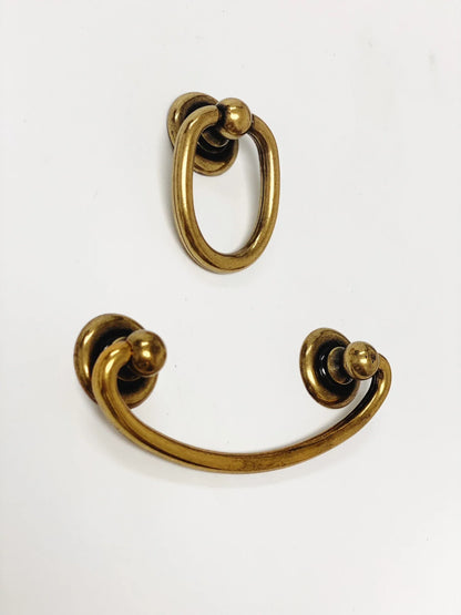 Ring Pulls "Oval" Bail Antique Brass Drawer Pulls.