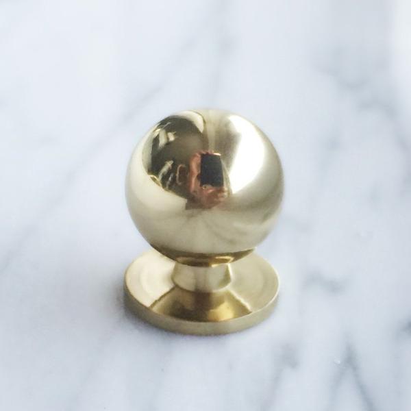 Polished Brass "Chandler" Ball Round Cabinet Knob.