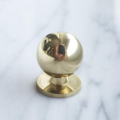 Polished Brass "Chandler" Ball Round Cabinet Knob.