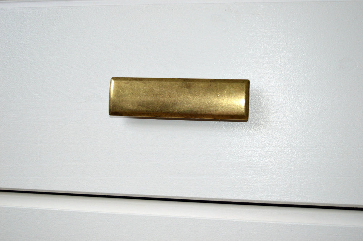 Rectangular Drawer  "Roman" Pulls in Aged Brass.