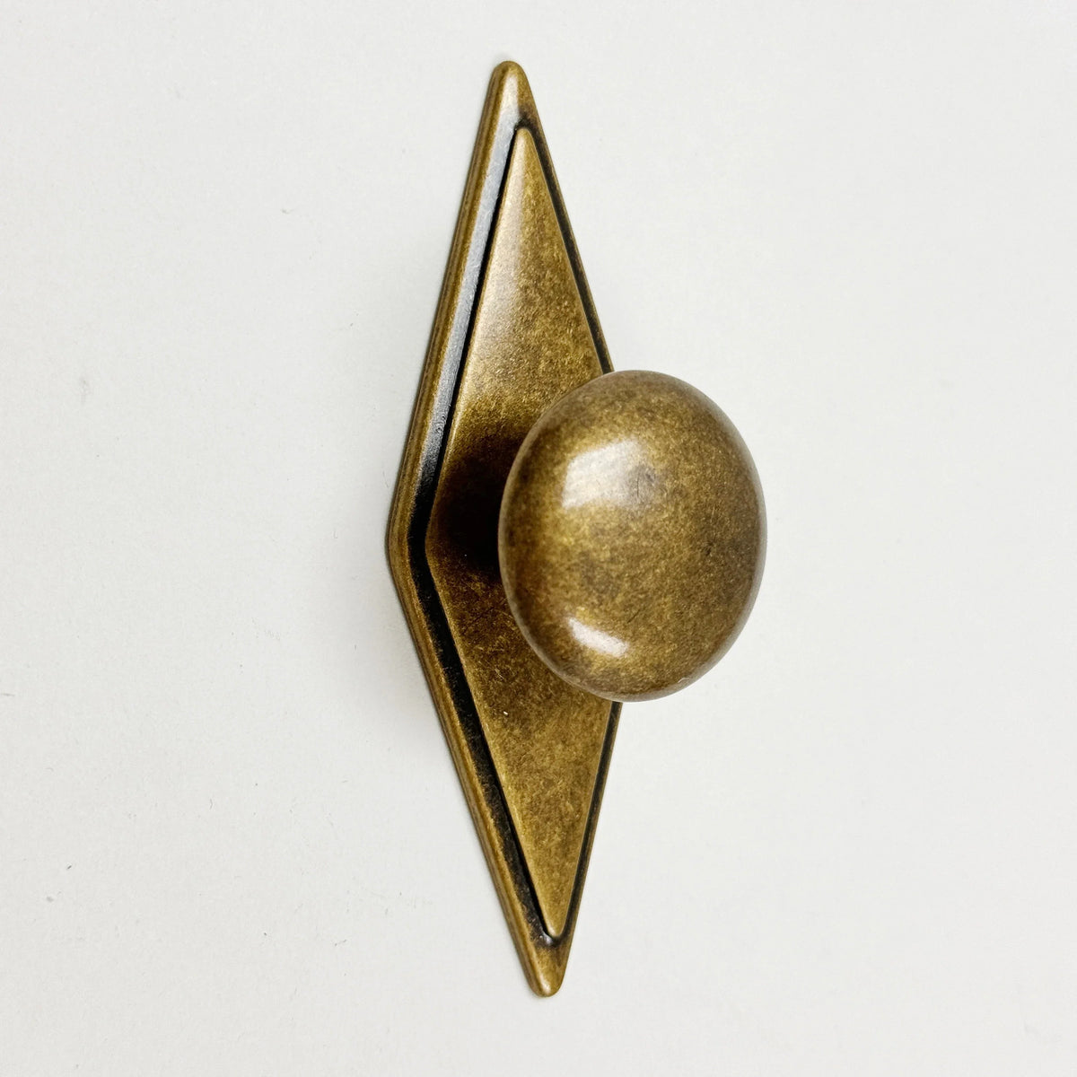 Rhombus "Ella" Antique Bronze Ring Drawer Pulls with Backplate.