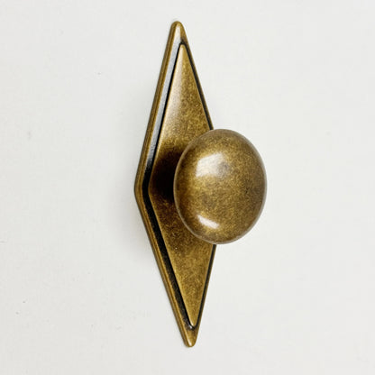 Rhombus "Ella" Antique Bronze Ring Drawer Pulls with Backplate.