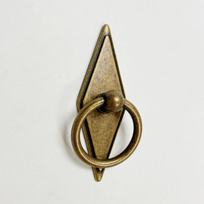 Rhombus "Ella" Antique Bronze Ring Drawer Pulls with Backplate.