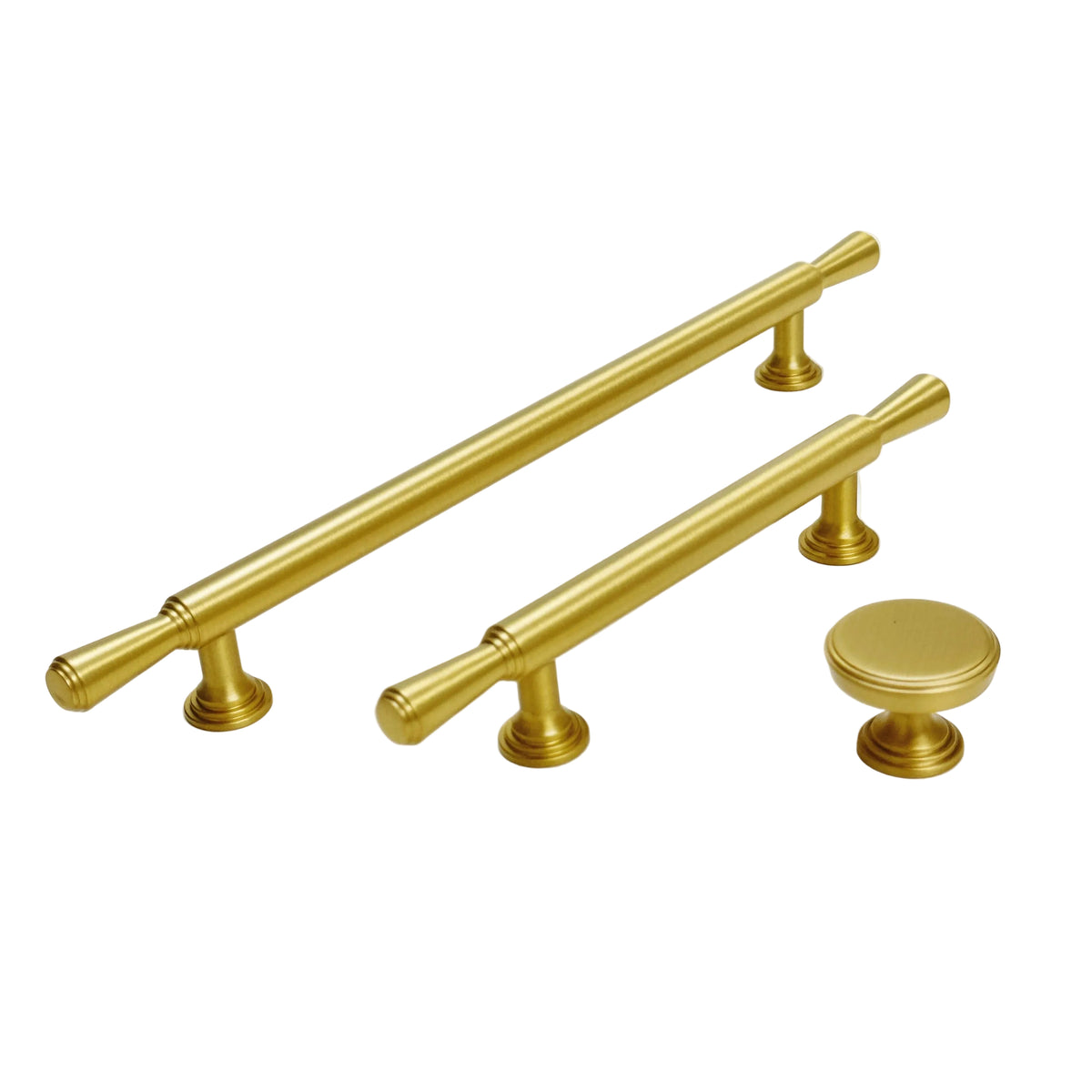 Satin Brass "Marion" Cabinet Knob and Drawer Pulls.