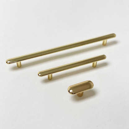 Polished Brass "Chandler" Cabinet Knobs and Drawer Pulls.