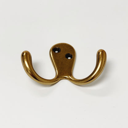 Medium Antique Brass "Capri" Modern Wall Hat and Coat Hook