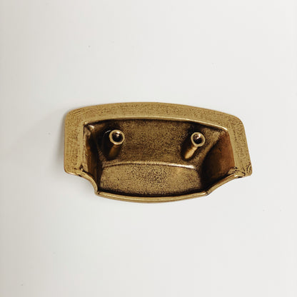 Drawer Cup Pull "Tuscany" in Antique Brass - Brass Cabinet Hardware