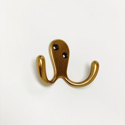Medium Antique Brass "Capri" Modern Wall Hat and Coat Hook