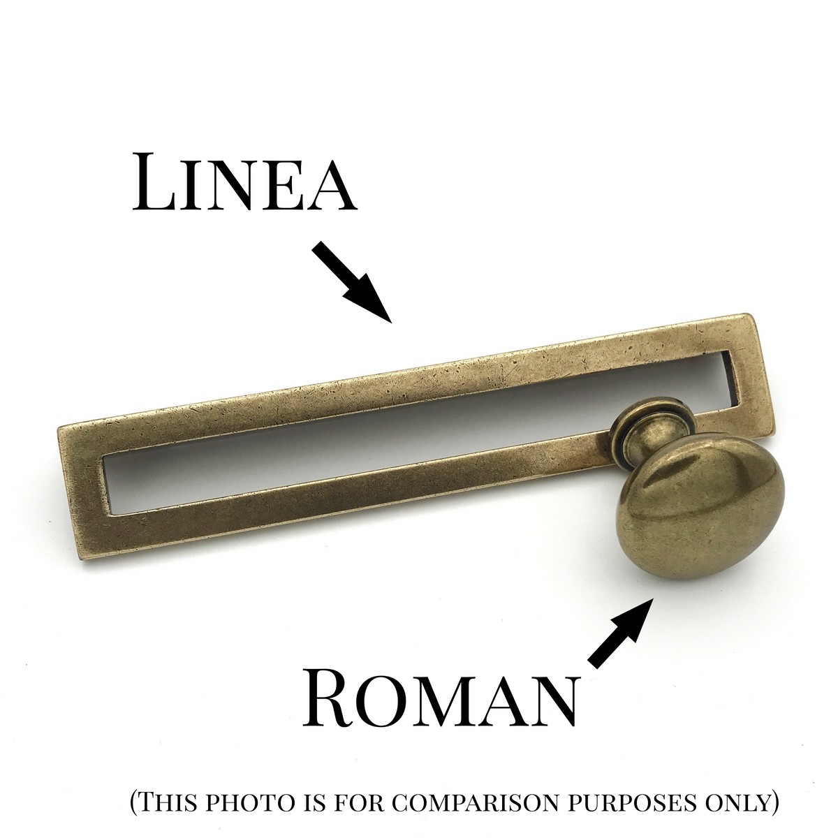 Linea Aged Brass Drawer Pulls.