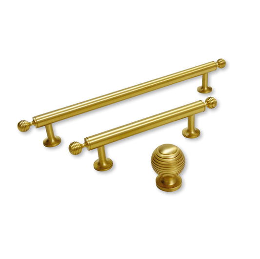 Satin Brass "Sweet" Beehive Cabinet Knob and Drawer Pulls
