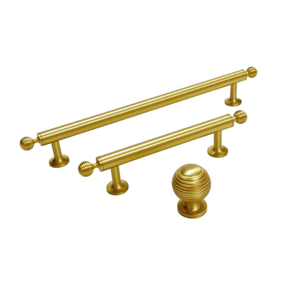 Satin Brass "Sweet" Beehive Cabinet Knob and Drawer Pulls.