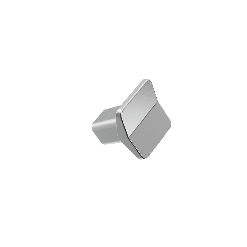Satin Steel "Vis a Vis" Cabinet Knob and Drawer Pulls.