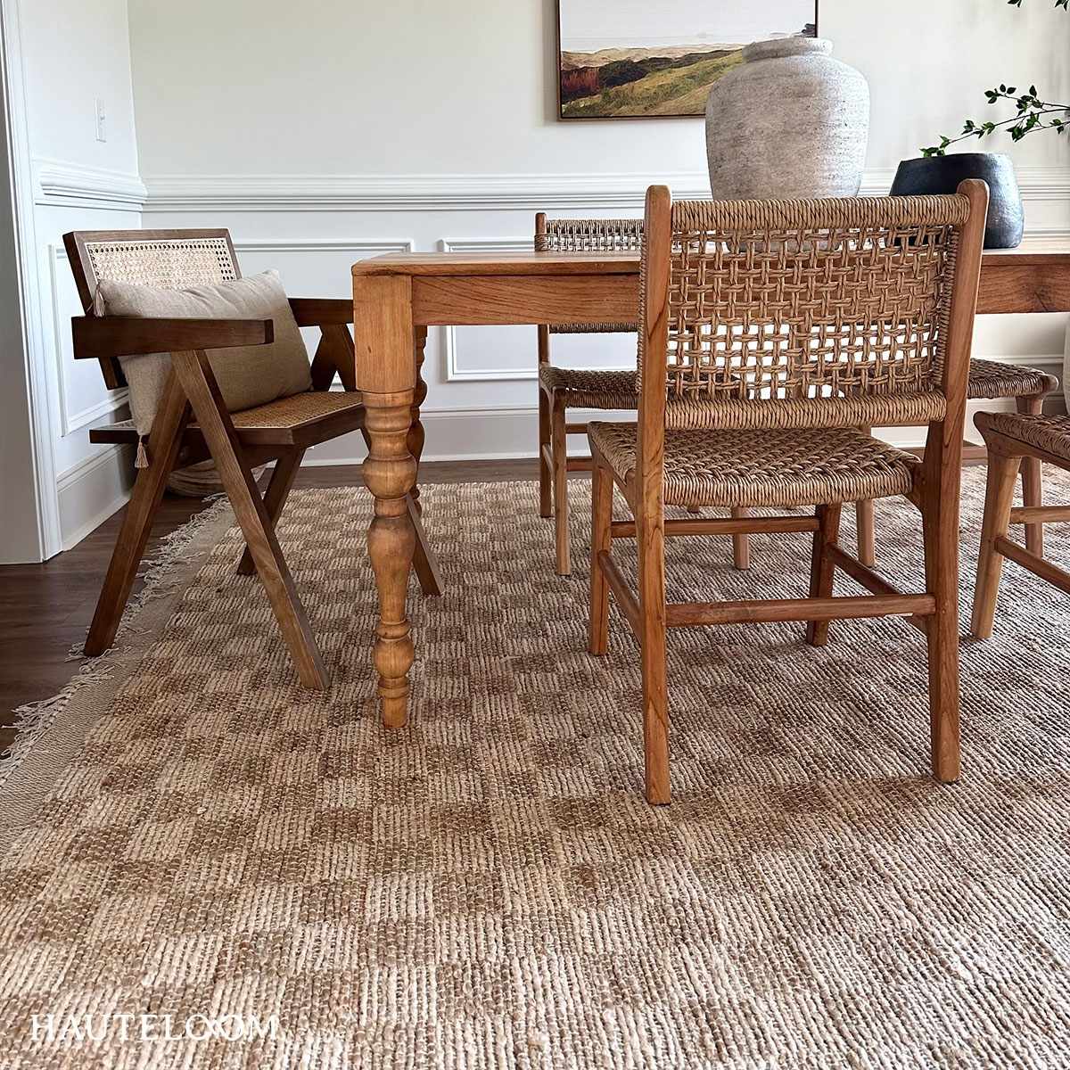 Ionut Checkered Jute Area Rug.