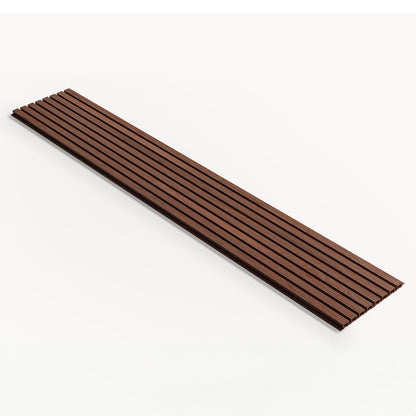 Exterior Wood-Look Composite Slat Panels.