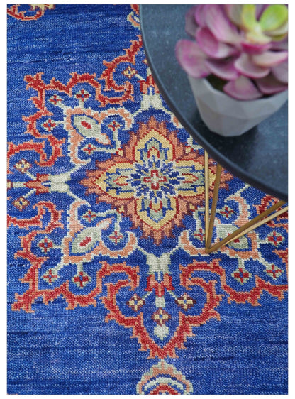Isfahan Custom Made Traditional Blue And Beige Hand Knotted Wool Rug.