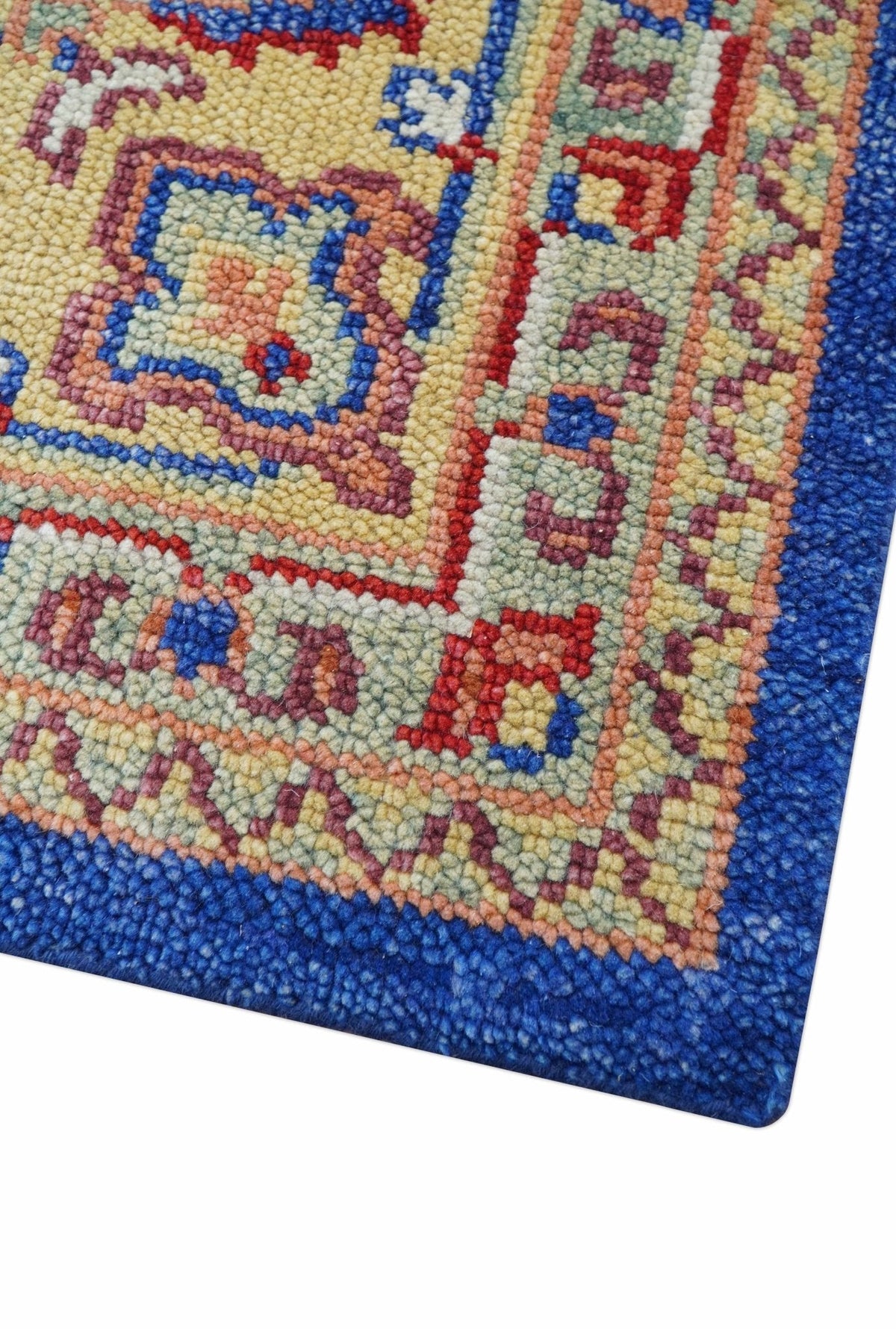 Isfahan Custom Made Traditional Blue And Beige Hand Knotted Wool Rug.