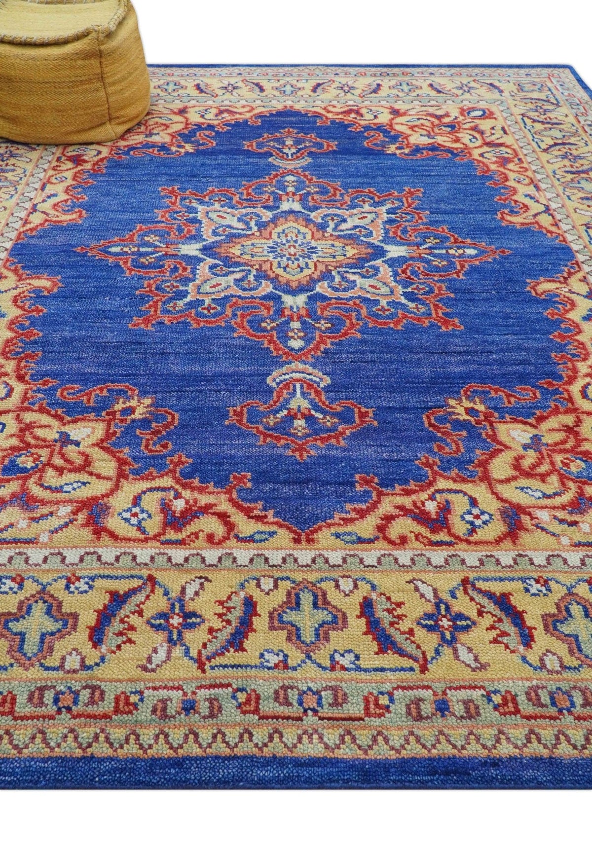 Isfahan Custom Made Traditional Blue And Beige Hand Knotted Wool Rug.
