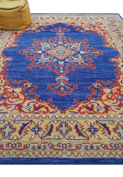 Isfahan Custom Made Traditional Blue And Beige Hand Knotted Wool Rug.