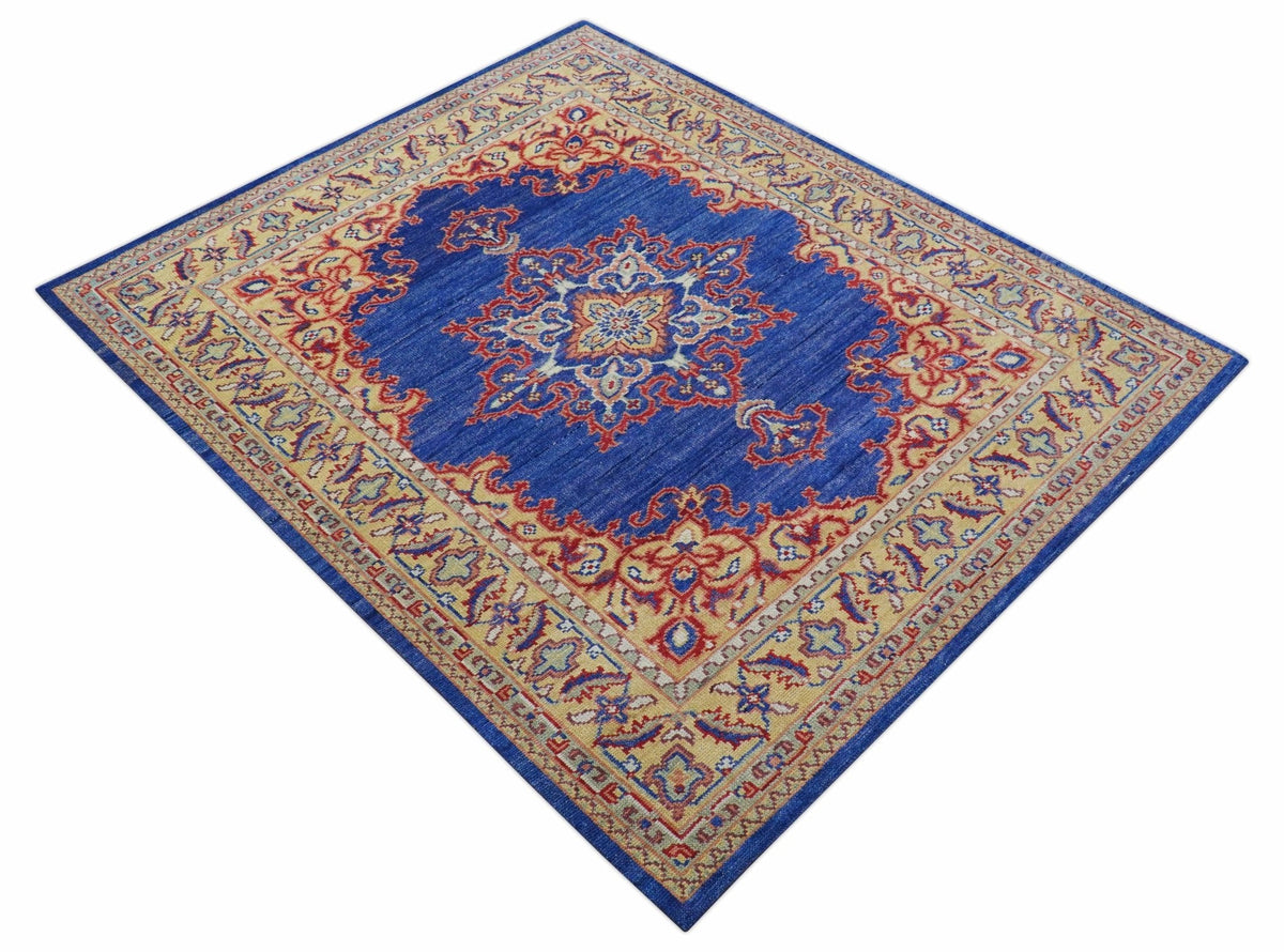 Isfahan Custom Made Traditional Blue And Beige Hand Knotted Wool Rug.