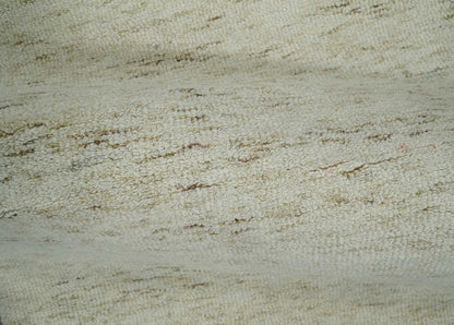 Beige and Brown Modern Abstract Hand Tufted Natural Wool Area Rug.
