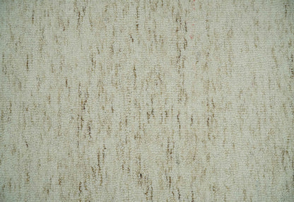 Beige and Brown Modern Abstract Hand Tufted Natural Wool Area Rug.