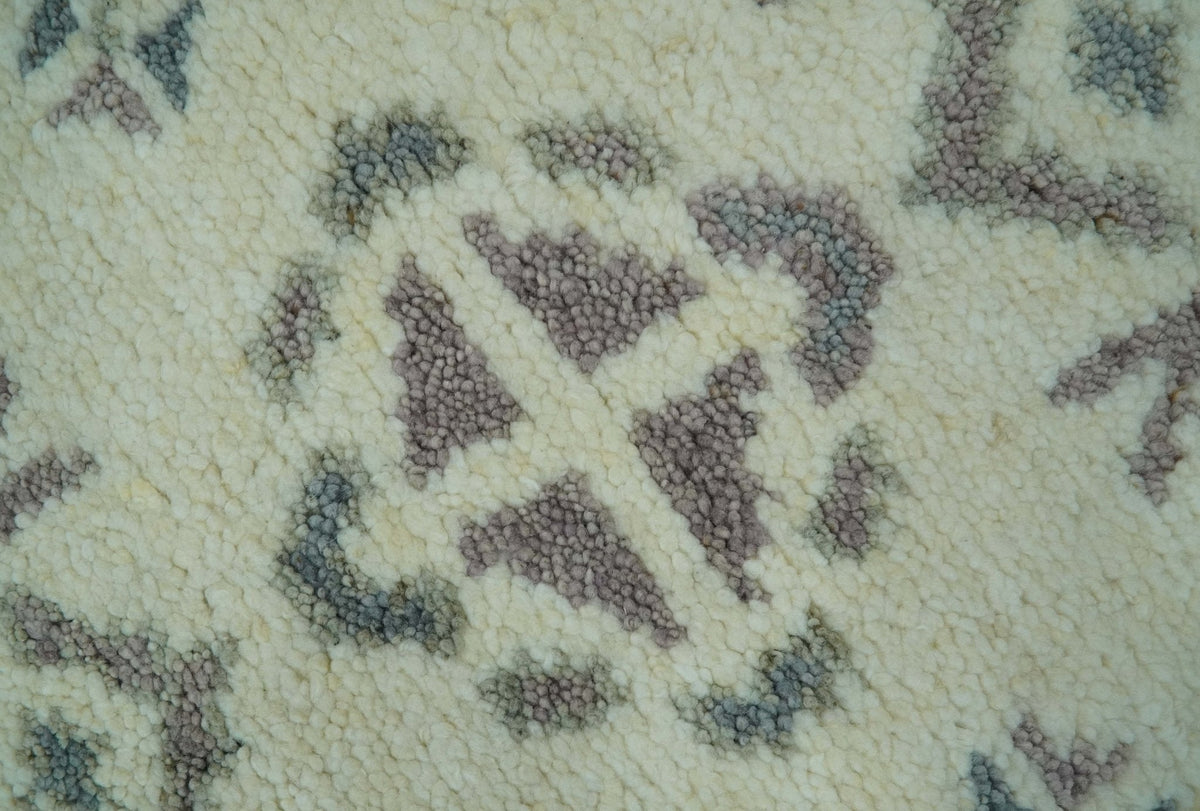 Ivory and Brown Traditional Hand Knotted Multi Size wool Area Rug.