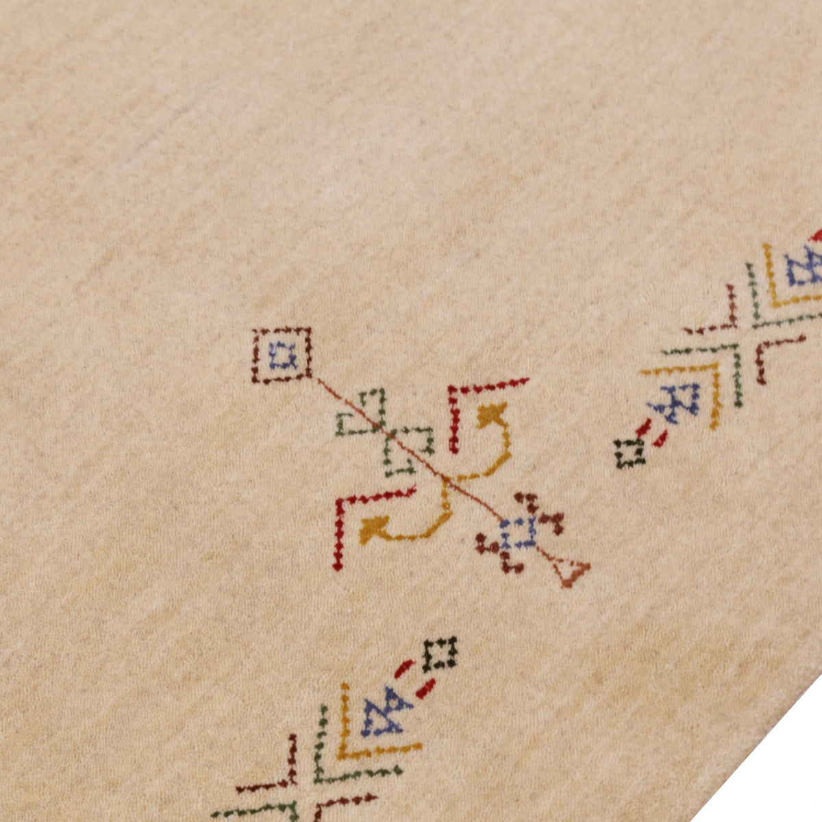 Ivory Border Patterns Hand Loomed Wool Area Rug.