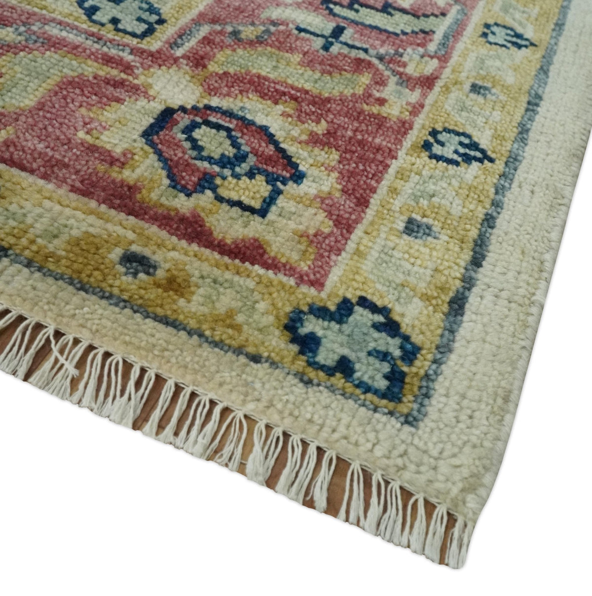 Ivory, Brown, Olive and Charcoal Traditional Heriz Medallion Custom Made Wool Area Rug.