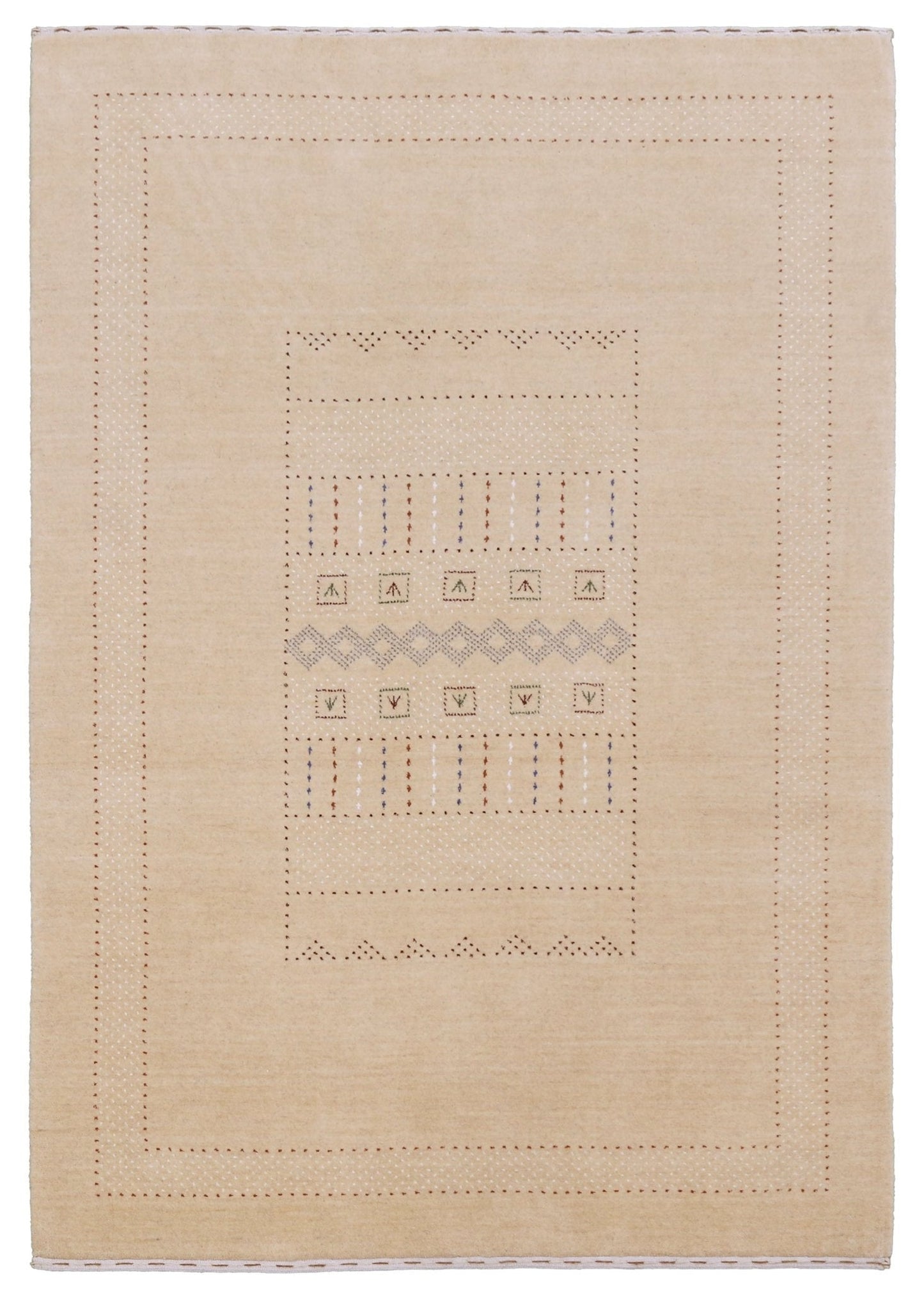 Ivory Contemporary Design Hand Loomed Wool Area Rug