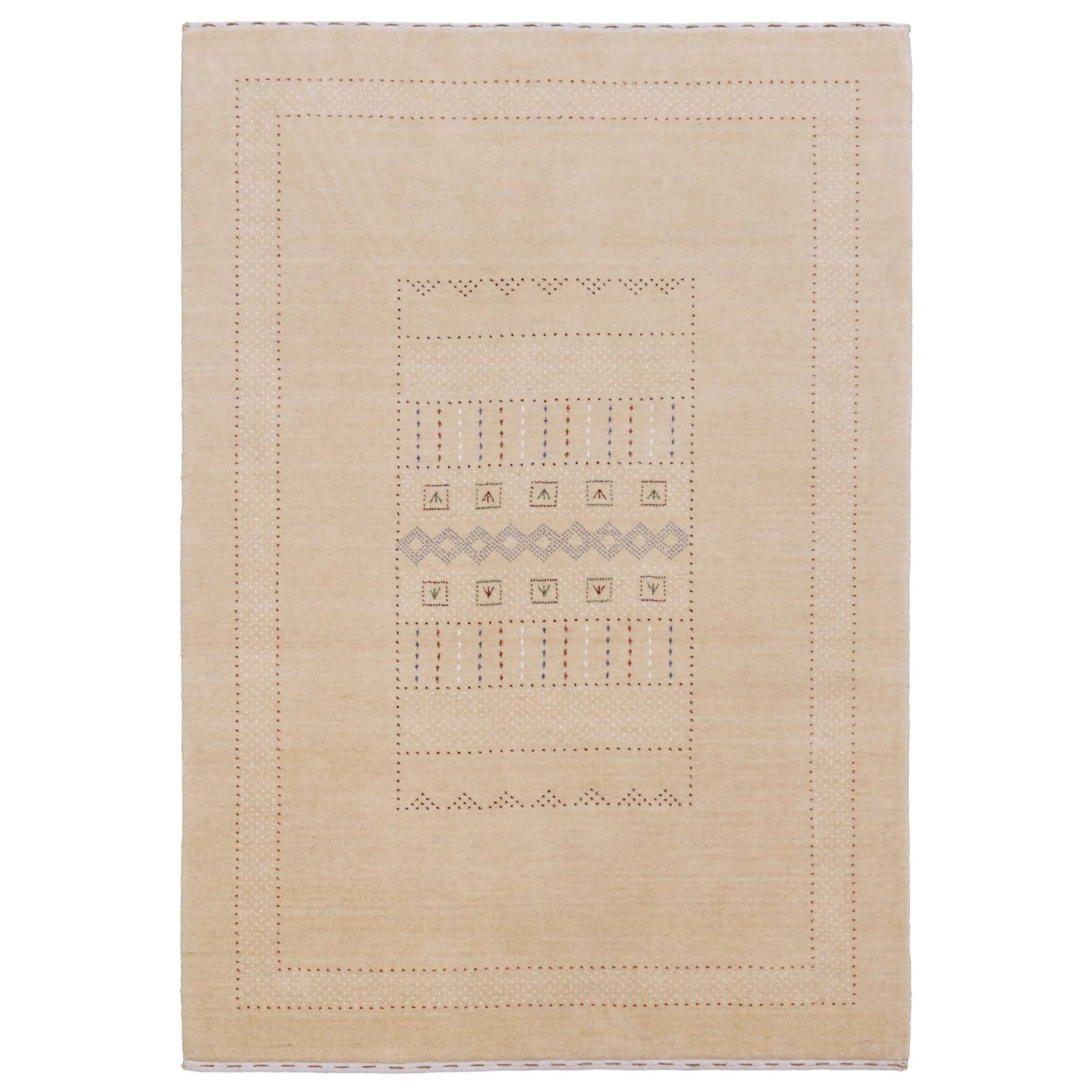 Ivory Contemporary Design Hand Loomed Wool Area Rug