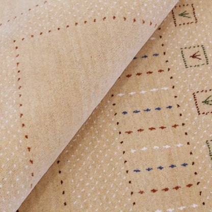 Ivory Contemporary Design Hand Loomed Wool Area Rug.