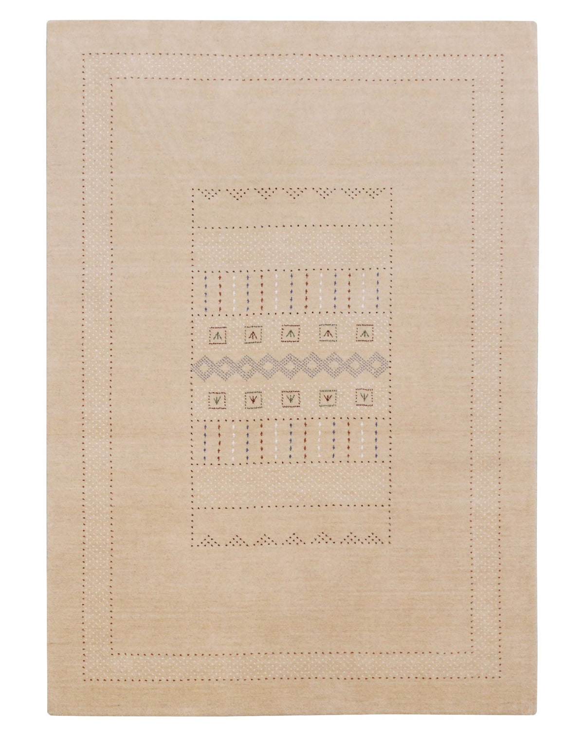 Ivory Contemporary Design Hand Loomed Wool Area Rug.