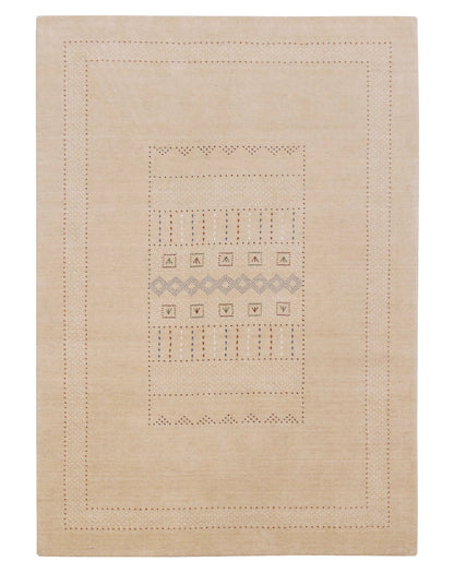Ivory Contemporary Design Hand Loomed Wool Area Rug.