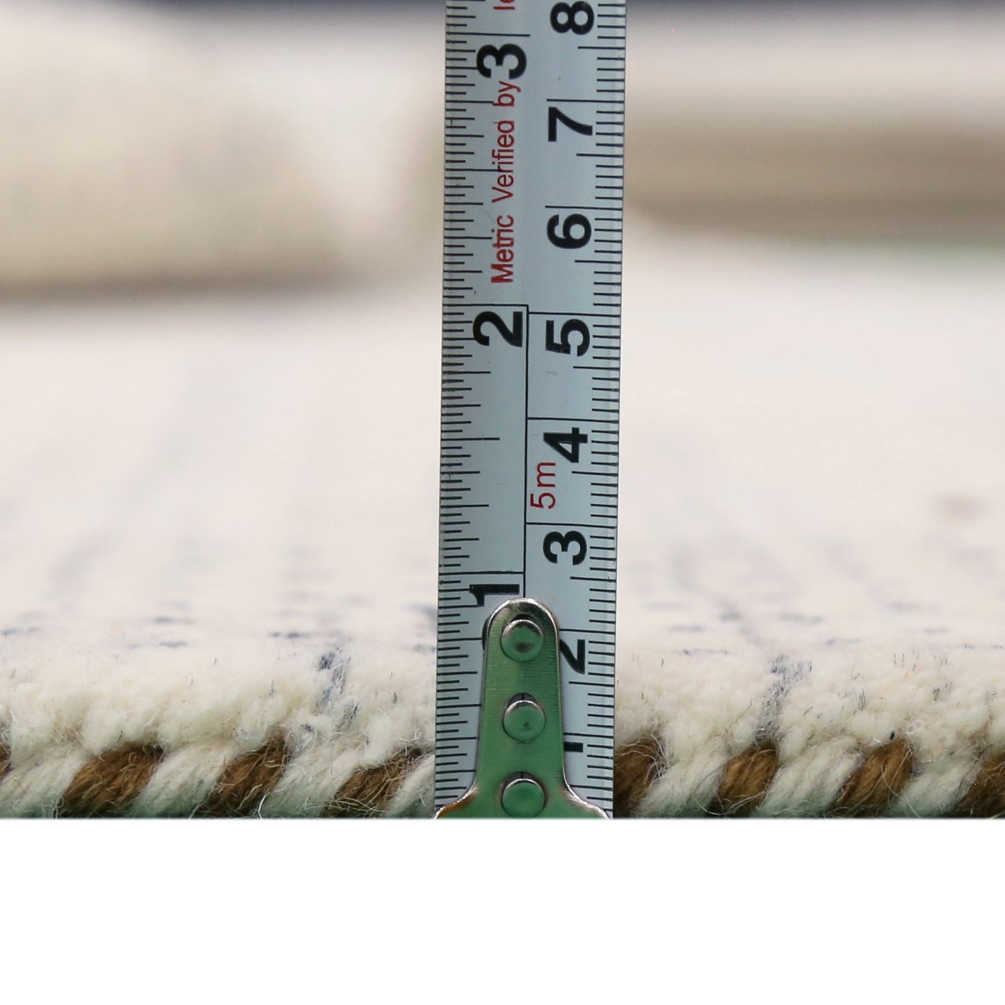 Ivory Contemporary Gabbeh Border Design Hand Loomed Wool Rug.