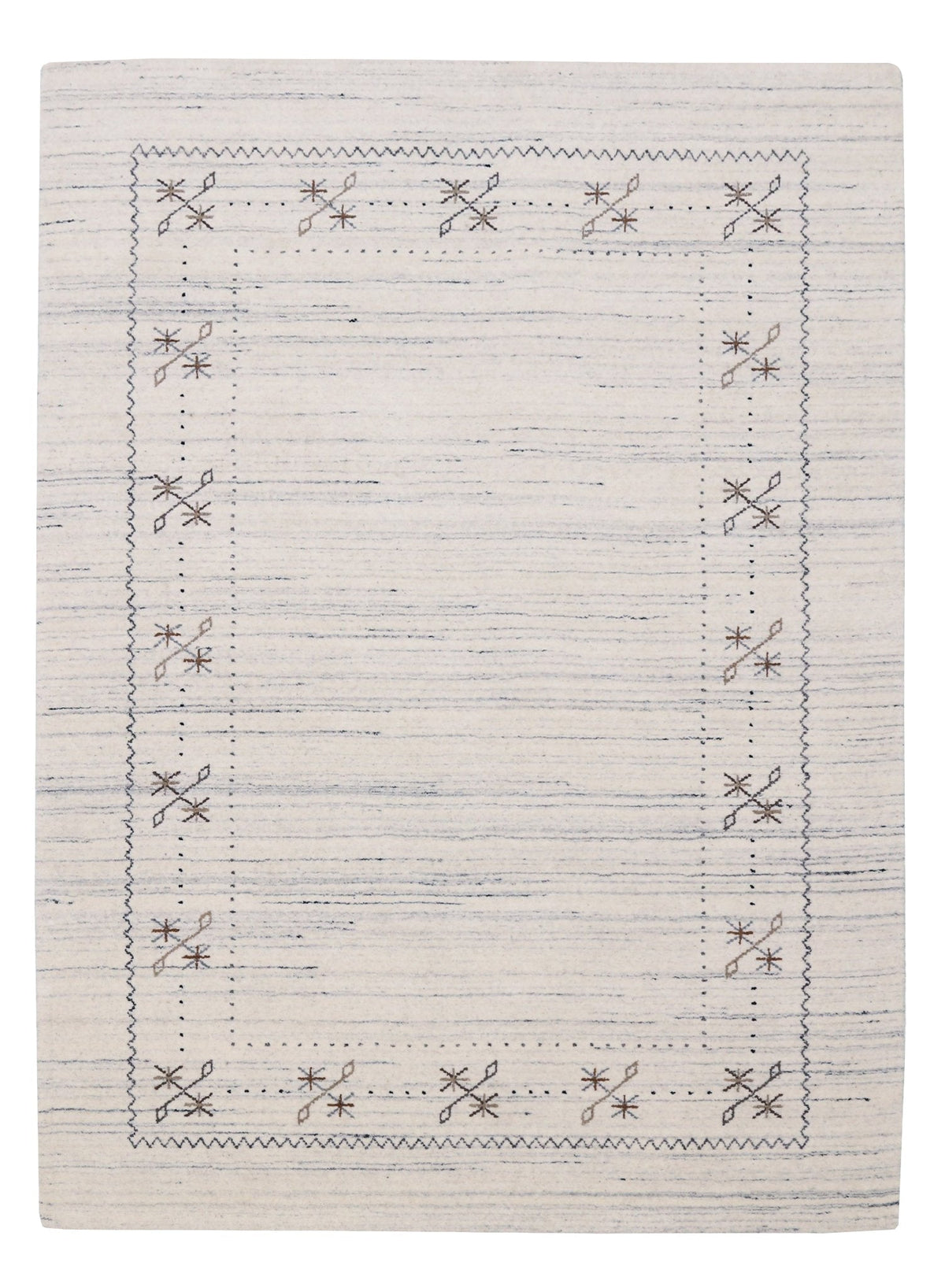 Ivory Gabbeh Border Design Hand Loomed Wool Rug.