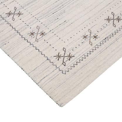 Ivory Gabbeh Border Design Hand Loomed Wool Rug.